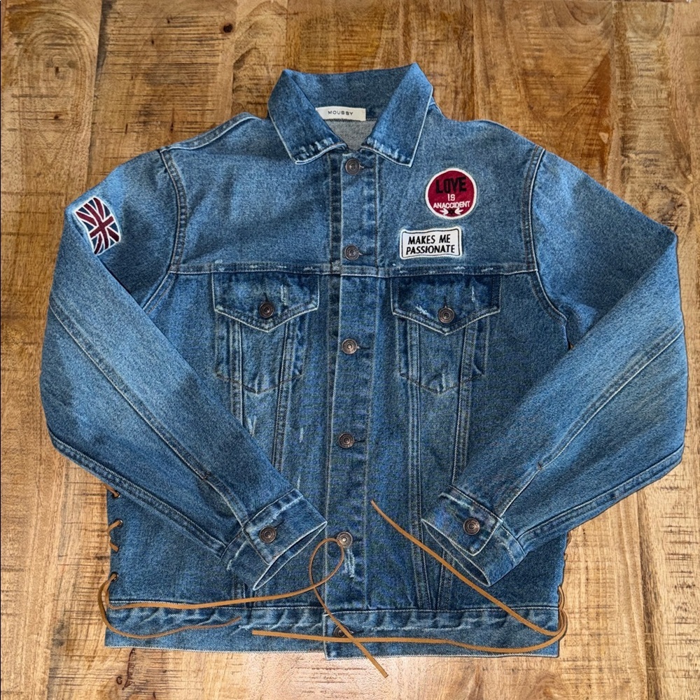 Moussy Blue Denim Jacket with Patch